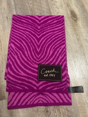 Coach Pink Zebra Print Knit Scarf